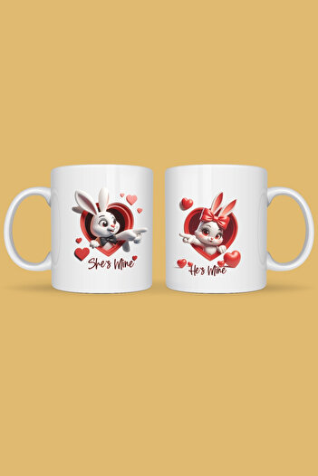 giftkonsept He's Mine & She's Mine Cute Rabbit Lover Mug Set