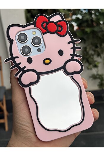 EDELFU Soft Phone Case with Mirrored Kitti Pattern Compatible with iPhone 15 Pro Max and 13 Promax, 14 Promax