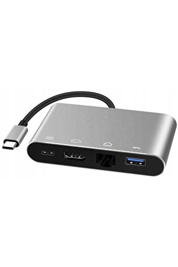 Tradebit HUB USB-C HDMI Adapter 4K LAN RJ45 100Mb/s USB 3.0 5Gbps for PC/Mac/Steam