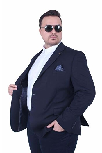 Starbattal Ανδρικό μπλέιζερ μεγάλου μεγέθους 4 Drop Zaha Jacket 500603 ΣΚΟΥΡΟ ΜΠΛΕ