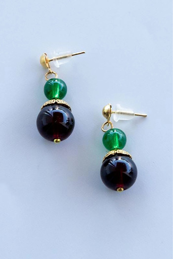 Lila Rosa Ethnic Authentic Natural Stone Earrings