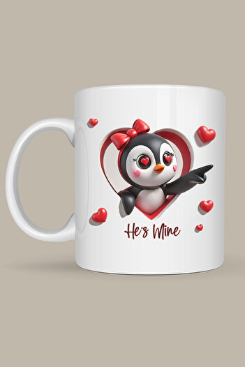 giftkonsept Romantic Gift Cute Penguins Printed Double Mug Set
