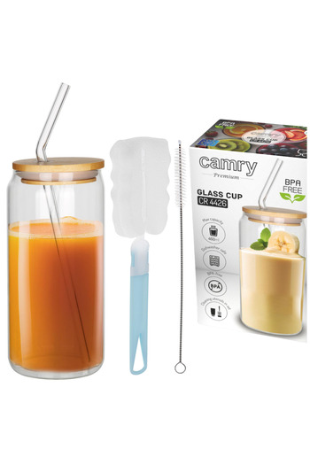 Other CAMRY GLASS MUG WITH LID AND STRAW | CR4426