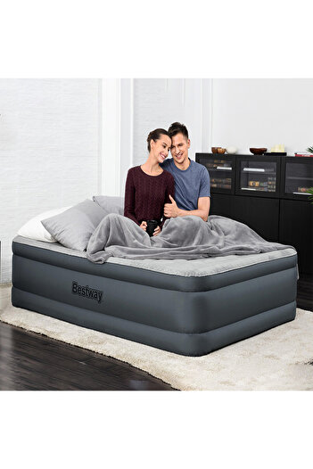 TSUMAB Bestway Queen Air Bed with Built-In Electric Pump – Elevated Inflatable Mattress for Home & Travel
