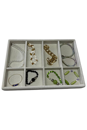 Moda fiesta Wooden Jewelry and Glasses Organizer Inside the Drawer 9 Compartments Baby Face Fabric Organizer