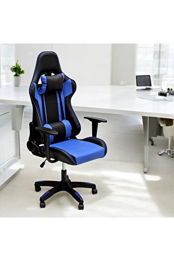 Sabir and Bros Furniture LLC SBF Faux Leather Office Chair, Reclining Backrest 180°, Gaming Chair, Adjustable Height, Blue Black