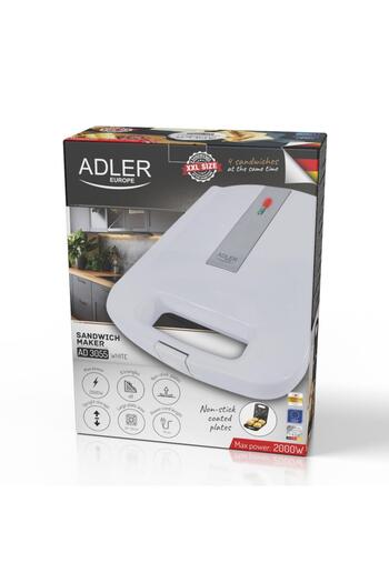 Other Prăjitor de sandvișuri Adler AD 3055 alb, cu 4 felii, 2000 W