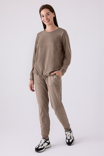 Pierre Cardin Women's Soft Fabric Crew Neck Comfortable Pajama Set