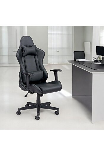 Sabir and Bros Furniture LLC SBF Faux Leather Office Chair, Reclining Backrest 180°, Gaming Chair, Adjustable Height, Black
