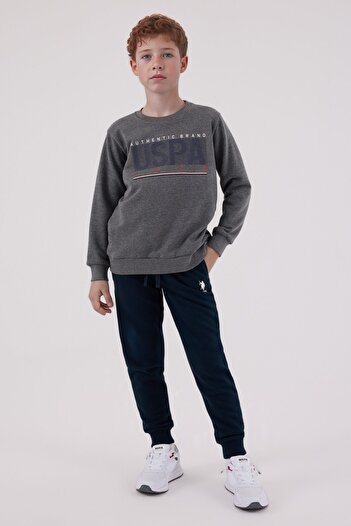 U.S. Polo Assn. Boys' Cotton 3 Thread Anthracite Crew Neck Bottom-Top Set Q3Pkl3Kk10