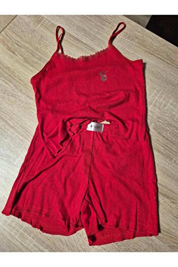 Victoria's Secret Sexy women's pajamas, 2-piece set, top and shorts, romantic model, Red, S