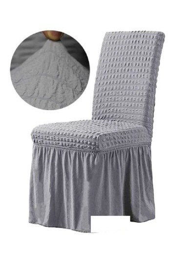 textilehome Set of 6 chair covers, elastic and crepe, with ruffles
