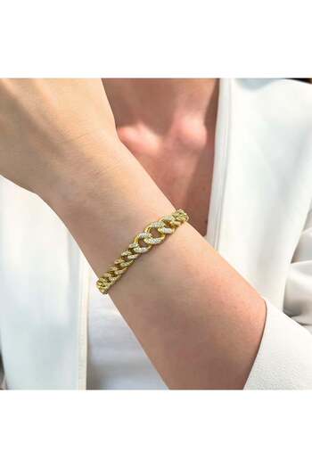 Bijuteria SORELLY Cuban Bracelet Assymetric 925 Silver 18k Gold Plated