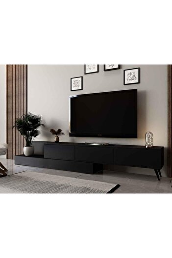 Stylish Home TV Cabinet Bookcase Design, Black - TV55