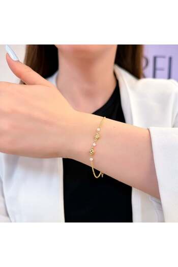 Bijuteria SORELLY 18k Gold-Plated Silver Bracelet with Pearl and Clover