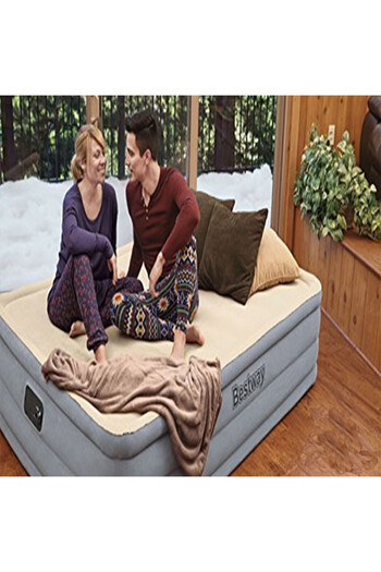 TSUMAB Intex Queen Air Bed with Built-In Electric Pump – Elevated Inflatable Mattress for Home & Travel