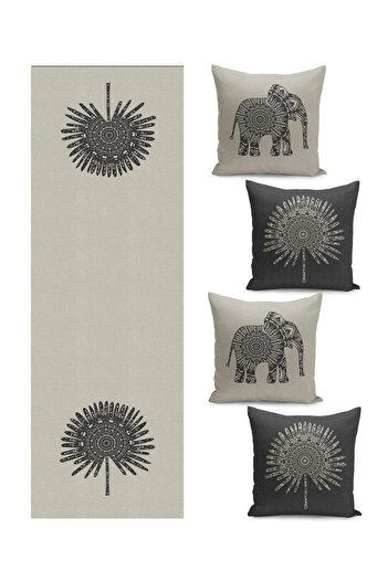 Filamente Special Design Quartet Cushion Cover and Runner Set - Ethnic Patterned