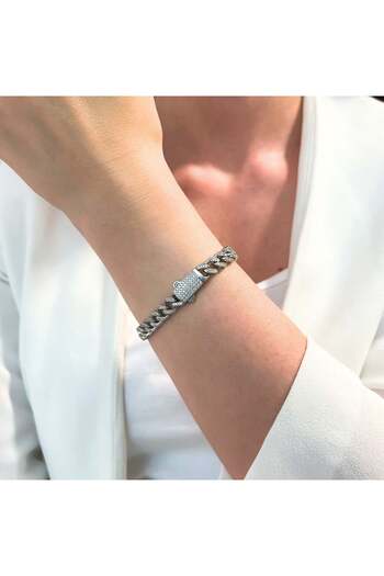 Bijuteria SORELLY 925 Silver Assymetric Cuban Bracelet
