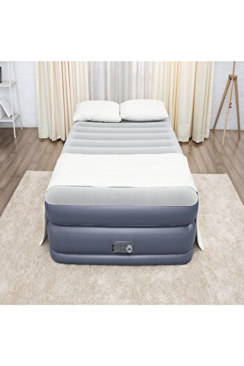 TSUMAB 🛏️ Bestway Tritech Queen Air Bed with Built-In Electric Pump – Premium Inflatable Mattress for Home
