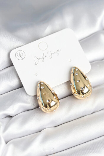 Bernami Special Drop Model Brass Gold Color Women's Earrings Offer!! !