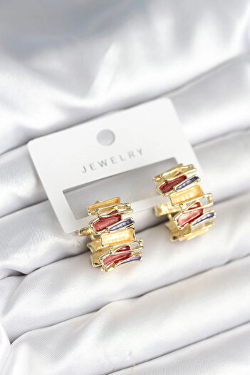 Bernami Special Enamel Colored Gold Brass Women's Earrings Offer!! !