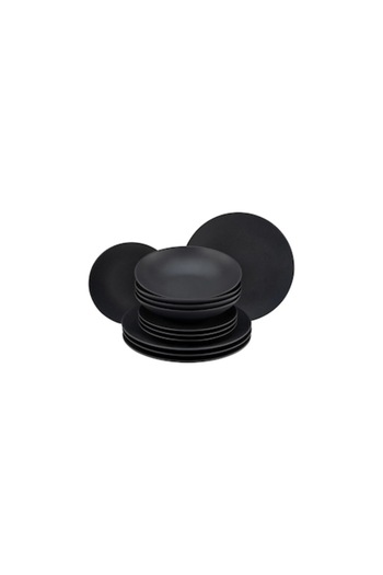 OEM Plate Set for 4 People, 12 Pieces, Creatable Soft Touch, Black