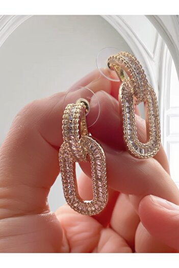 VEGALUXE Steel Ring Zircon Stone Earrings