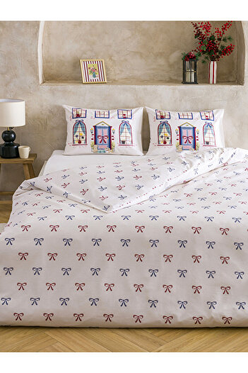 LC Waikiki Vizyon New Season Bow Printed Double Duvet Cover Set