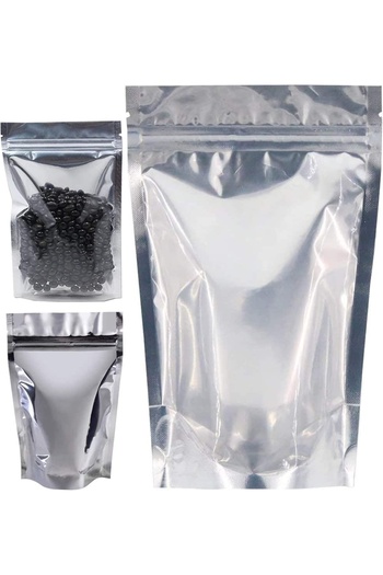 Gerçektrend Transparent Metallized Ziplock 1000Gr 20X30 cm Doypack 100 Pcs Open-Close Ziplock Standing Pouch