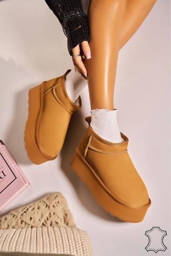 Joana Stylish Camel Suede Boots: Trendy & Comfy 5CM Heel