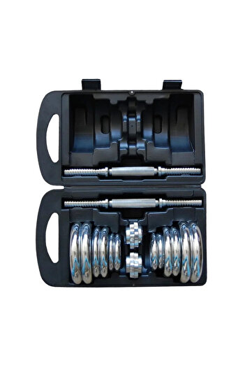 TSUMAB Adjustable Chrome Dumbbell Set with Carrying Case – 20Kg Professional Weight Training Kit