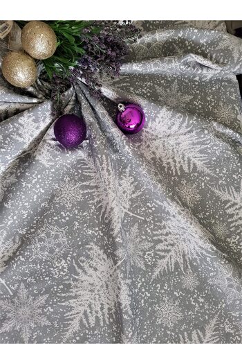 Kotonia Home Tablecloth Winter 11, 100% cotton, gray with Christmas motifs, 180x180 cm