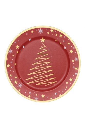 OEM Christmas decorative platter, "Merry Christmas" design, Fir trees and snowflakes, ideal for the festive table