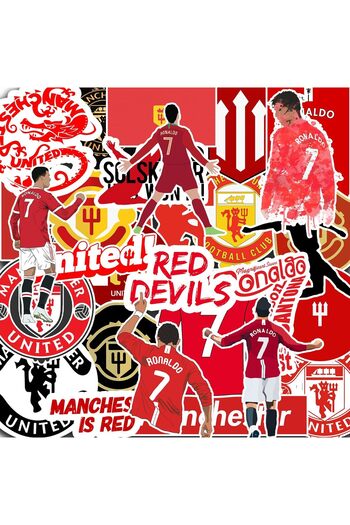 Al Raied 31 PCS FC Manchester United Sticker Soccer Cristiano Ronaldo Stickers Red Devil Decal Man Viny
