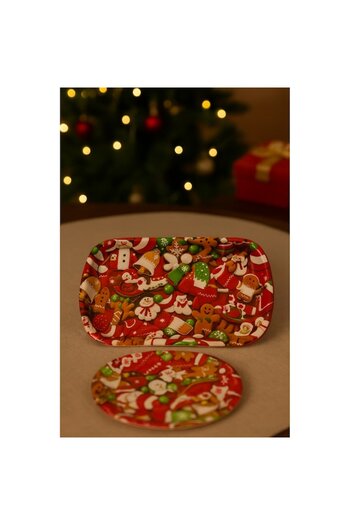 OEM Serving/decorative tray with Christmas pattern, Thick and Scratch-Resistant Plastic, Rectangular, 46