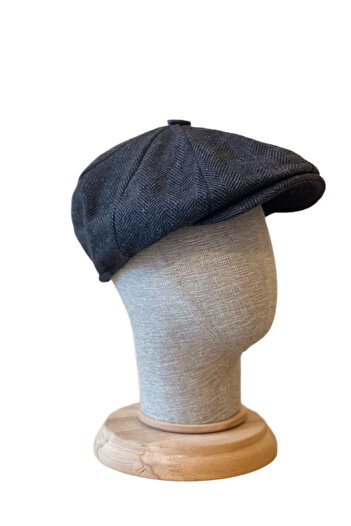 Rupen Kraft Standard Winter Wool British Cap Draped Peaky Blinders Cap Herringbone Cap with Elastic Back