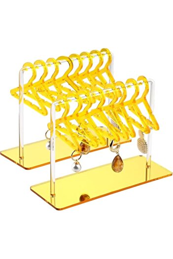 Generic 2 Sets Acrylic Earring Holder Stand Clear Earrings Rack Earring Hanger Rack with Mini Hangers Coat
