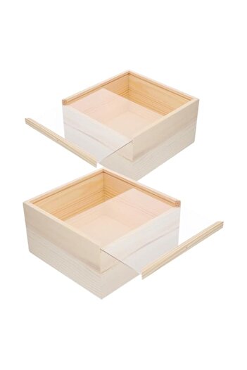 Generic KASTWAVE Wooden Jewellery Organiser, Unfinished Wooden Box with Sliding Acrylic Lid, Keepsake Box f