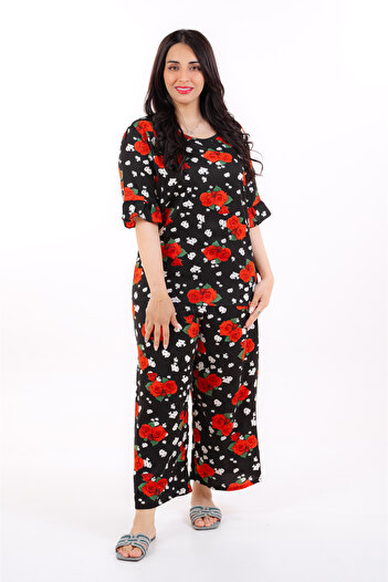 amaan Womens pajama set floral print two piece nightwear, lounge-wear stylish sleepwear short sleeve.