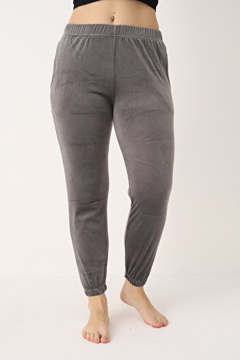 NETLY Women's French Velvet Comfortable Pajama Bottoms with Pockets - Elasticated Legs - (Altinay)