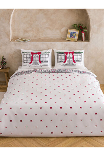 LC Waikiki Vizyon New Season Bow Printed Double Duvet Cover Set