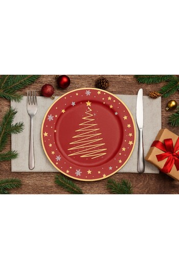 OEM Christmas decorative platter, "Merry Christmas" design, Fir trees and snowflakes, ideal for the festive table