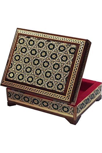 Margoun Traditional Playing Card Box, Handmade Khatam Design, 10.5 x 8 x 4 cm
