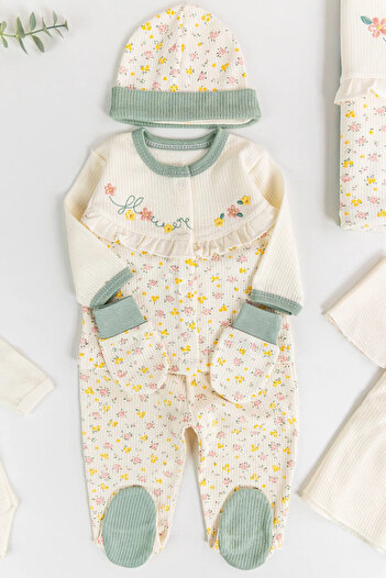 Babymod Floral Embroidered Frilly Cotton 10 Piece Baby Girl Hospital Outlet Baby Set
