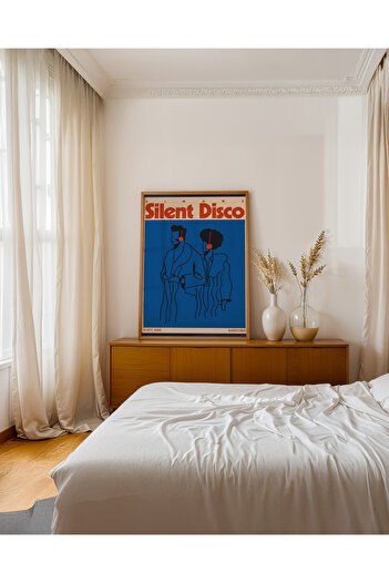 Push Studio Silent Disco Poster - Doğal Ahşap Çerçeveli Tablo