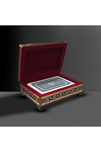 Margoun Traditional Playing Card Box, Handmade Khatam Design, 10.5 x 8 x 4 cm