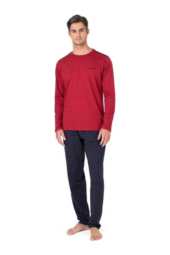 Pierre Cardin Men's Long Sleeve Crew Neck Pajama Set 6099
