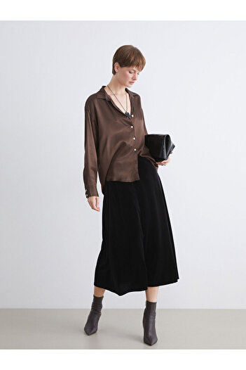LC Waikiki A-Line Velvet Skirt with Elastic Waist