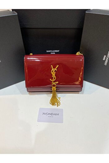 Noname Luxury women's bag similar to the Saint Laura brand in burgundy color with a gold chain
