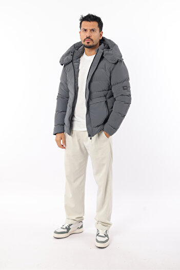 Rodrigo Men's Inflatable Tight Fiber Filling Detachable Hood Thick Winter Coat